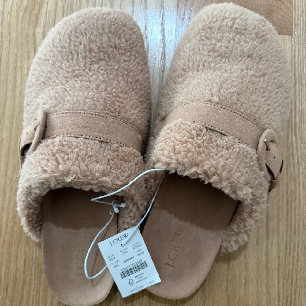 J Crew Buckle clog slippers
